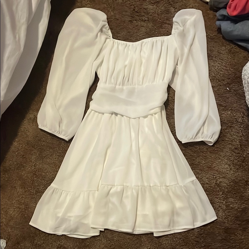 White Puff Sleeve Dress